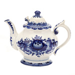 006438 Гжель Чайник "Удовольствие" с ситечком