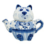 Чайник "Котик". Гжель, фотография 3. Интернет-магазин ЛАВКА ПОДАРКОВ