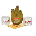 0030460 НАБОР "Страт.запас":фляж.+2круж.+виз."РЖД" 28*35см  в ПУ 