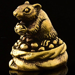 0060869 Микляихское литье Статуэтка КРЫСА С ОРЕХАМИ (Ж217)