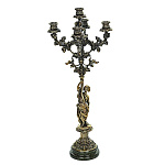 0012116/1шт Нат.камень КАНДЕЛЯБР "Диана" 1 шт литье Бронза, Змеевик (3354)