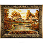 Картина янтарная "Дома у воды" 60х80 см