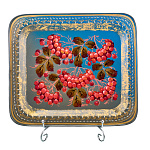Поднос с авторской росписью "Рябина" 32х28 см