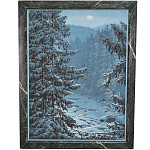 0029770 Нат.камень  КАРТИНА каменная "ЗИМА" 35*45см (змеевик)