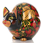 0042502 Хохлома Скульптура-КОПИЛКА "КОШКА" 13*15*16см фарфор