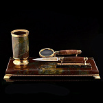 0044493 Златоуст Набор Письменный: лупа, нож, карандашница,Яшма