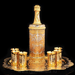 0021820 Златоуст НАБОР ВИННЫЙ: Штоф+6 фужеров позолота, хрусталь в П/У