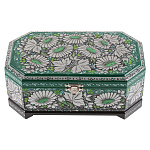 0074464/23*14см Хохлома Шкатулка 1 ОТДЕЛЕНИЕ "ЦВЕТЫ"на зеленом Р6