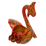 0076468 Хохлома Братина "Лебедь"с ковшиками кудрина на красном 24*14*30 см