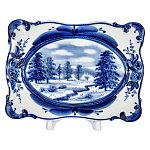  Гжель ТАРЕЛКА декоративная ПЕЙЗАЖ , 17*12 см