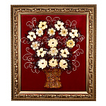 0057386-НП/80*90см  КАРТИНА ЯНТАРНАЯ "Цветы в корзине"  (Ит. багет)