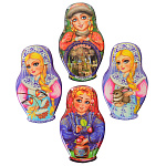 0027658 Сувенир МАГНИТ-МАТРЕШКА 6,5см Красный сарафан Щенок