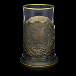 22987 Подстаканник ХЛ Латунь с добавлением бронзы "ОХОТА НА РЫСЬ"