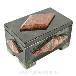 0012916/ФР Нат.камень Шкатулка "РОМБ" малый змеевик (2184)