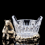 0055333/Э-М Икорница "Медведь с рыбой с хрусталем" 13*10*6,5см