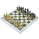 0016783/ФР Нат.камень Шахматы "Русские" Змеевик 32*32 см