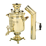 0074883 КОМПЛЕКТ Самовар+труба жаровой БАТАШЕВА медальный латунный 5 л,банка