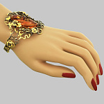 724022/39,14г  Серебро 925* БРАСЛЕТ вст.Янтарь фианит р/п