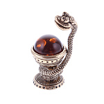 0072614 Скульптура из бронзы с янтарем "ЗМЕЯ, СИМВОЛ МЕДИЦИНЫ"