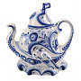 Чайник "Корабль". Гжель, фотография 6. Интернет-магазин ЛАВКА ПОДАРКОВ
