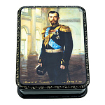 201185  Шкатулка с росписью "Николай II" 9*11*3 см