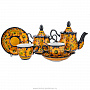 Чайный сервиз на 6 персон "Кудрина золотая". Хохлома, фотография 2. Интернет-магазин ЛАВКА ПОДАРКОВ