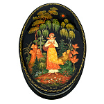 0071603/13*9см Лаковая миниатюра Палех ШКАТУЛКА "ПО ЯГОДЫ" Захарова