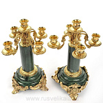 0013622/3371 Златоуст КАНДЕЛЯБРЫ 5-ти рожковые (2шт) Бронза литье, Офиокальцит 