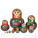 0070939 Матрешка  ЦВЕТЫ  10 мест 14 см