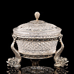 0011210-18021 Серебро 925* Икорница "Рыбки-2" (хрусталь)