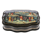 0044920/18*12см  Лаковая миниатюра Палех ШКАТУЛКА "ЕМЕЛЯ" Кузнецова