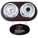 /М-39-SILVER+ подвеска МЕТЕОСТАНЦИЯ Часы + Барометр на щите Нат.дерево