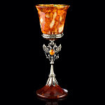 11357-С-1перс Янтарь Кубок янтарный "Державный" Серебро 875* 