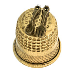 202586 Сувенир НАПЕРСТОК  ВИЛКА-ЛОЖКА, желт,1,8*1,5см 