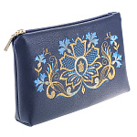 -2000357220623 Косметичка кожа иск Мод 425 Рис 2009 А разм 13*18.5*3.5 /кожа иск т-синяя /7.4