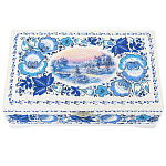 0060912/23*14см Хохлома Шкатулка "ЗИМА" мостик на белом Р7  Н 0515