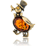 0071537/2757.4 Брошь Утёнок в котелке (коньячный)