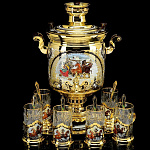 0042022 Златоуст САМОВАР+6 подстаканников, позолота в П/У NAW 3174