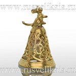 0027337-серебристый Сувенир КОЛОКОЛЬЧИК АЖУРНЫЙ (резной) С МЫШКОЙ 1.8*3см