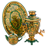 0070603-3л Самовар электрический "КУДРИНА"  зелен, овал