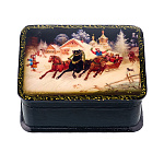 Шкатулка из папье-маше с принтом "Русская тройка"