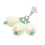  Бивень мамонта Кулон"Подснежники" агат/серебрение