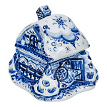 09012 Гжель Подсвечник Дом "Зимовье" в коб