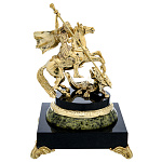 5380 Нат.камень Статуэтка бронзовая " Георгий Победоносец" Змеевик(113821)