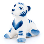 /кобальт Гжель Символ года "ТИГРЕНОК ВАСЬКА" в г/к    001876