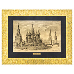  /53*72см Офорт черно-белый  "Старая Москва. Вид на Кремль" Итал.багет