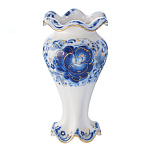 0015054 /№2 Гжель Ваза "Лилия №2"Средняя в золоте  Авт. Алехин С.С.