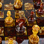 Шахматы с инкрустацией и фигурами из янтаря "Тело Платона" 46х46 см, фотография 6. Интернет-магазин ЛАВКА ПОДАРКОВ