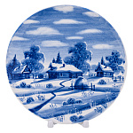 Тарелка декоративная "Зима в деревне". Гжель
