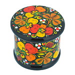 202779 Хохлома Шкатулка (коробочка) ЦВЕТЫ, 7*6 см